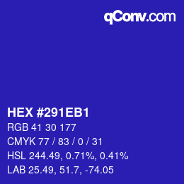 カラーコード: HEX #291EB1 | qconv.com