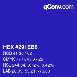 Color code: HEX #291EB6 | qconv.com