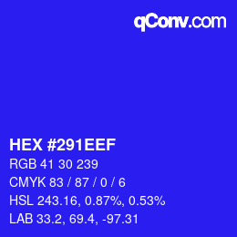 Color code: HEX #291EEF | qconv.com