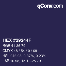 Color code: HEX #29244F | qconv.com