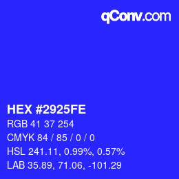 Color code: HEX #2925FE | qconv.com