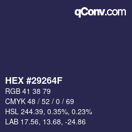 Código de color: HEX #29264F | qconv.com