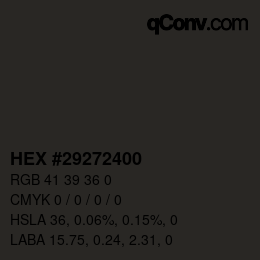 Color code: HEX #29272400 | qconv.com