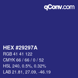 Color code: HEX #29297A | qconv.com