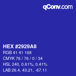 Color code: HEX #2929A8 | qconv.com