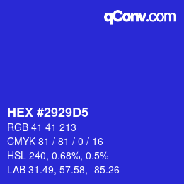 Color code: HEX #2929D5 | qconv.com