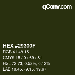 Código de color: HEX #29300F | qconv.com