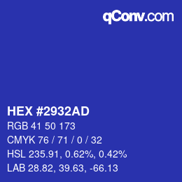 Farbcode: HEX #2932AD | qconv.com