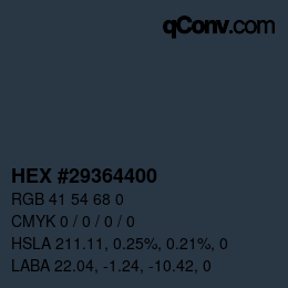 Color code: HEX #29364400 | qconv.com