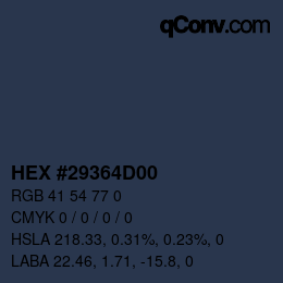 Color code: HEX #29364D00 | qconv.com