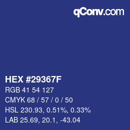 颜色代码: HEX #29367F | qconv.com