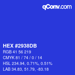 颜色代码: HEX #2938DB | qconv.com