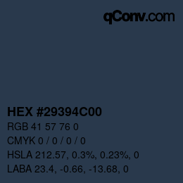Color code: HEX #29394C00 | qconv.com