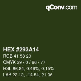 Código de color: HEX #293A14 | qconv.com