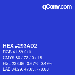 カラーコード: HEX #293AD2 | qconv.com