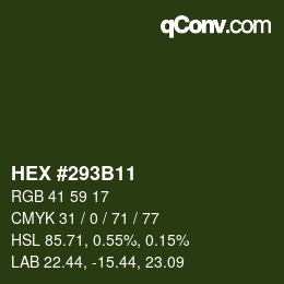 Farbcode: HEX #293B11 | qconv.com