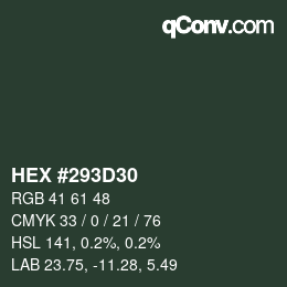Color code: HEX #293D30 | qconv.com
