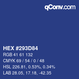 カラーコード: HEX #293D84 | qconv.com