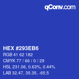 Color code: HEX #293EB6 | qconv.com