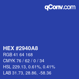 Color code: HEX #2940A8 | qconv.com