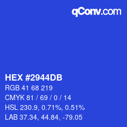 Color code: HEX #2944DB | qconv.com