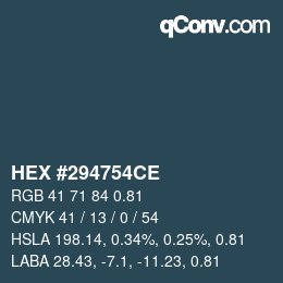 カラーコード: HEX #294754CE | qconv.com