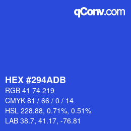 Color code: HEX #294ADB | qconv.com