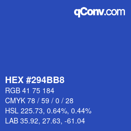 颜色代码: HEX #294BB8 | qconv.com
