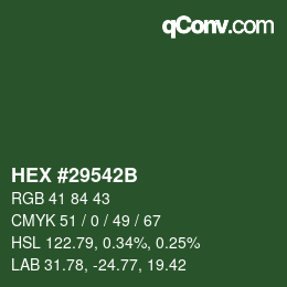 Color code: HEX #29542B | qconv.com