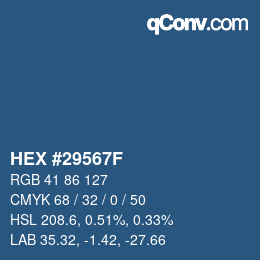 颜色代码: HEX #29567F | qconv.com