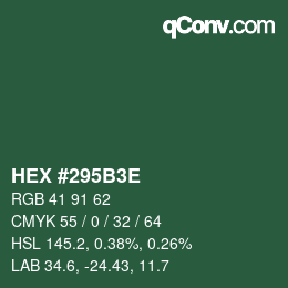 Color code: HEX #295B3E | qconv.com