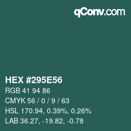 Código de color: HEX #295E56 | qconv.com