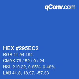 颜色代码: HEX #295EC2 | qconv.com