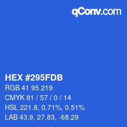颜色代码: HEX #295FDB | qconv.com