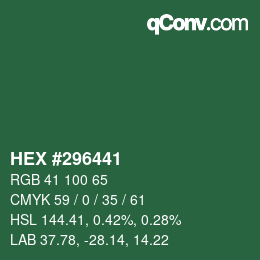 カラーコード: HEX #296441 | qconv.com