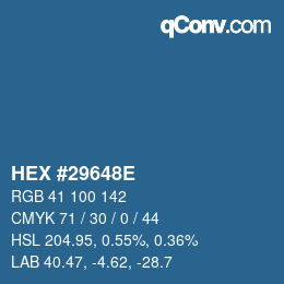 Color code: HEX #29648E | qconv.com