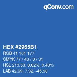 カラーコード: HEX #2965B1 | qconv.com