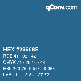 Color code: HEX #29668E | qconv.com