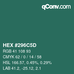 Color code: HEX #296C5D | qconv.com
