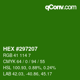 Farbcode: HEX #297207 | qconv.com