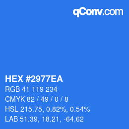 Color code: HEX #2977EA | qconv.com