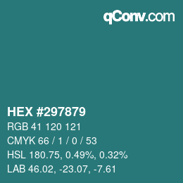 Código de color: HEX #297879 | qconv.com