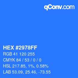 Code couleur: HEX #2978FF | qconv.com