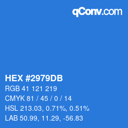 颜色代码: HEX #2979DB | qconv.com