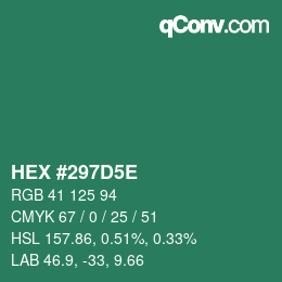 Color code: HEX #297D5E | qconv.com