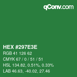 Color code: HEX #297E3E | qconv.com