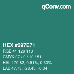 カラーコード: HEX #297E71 | qconv.com