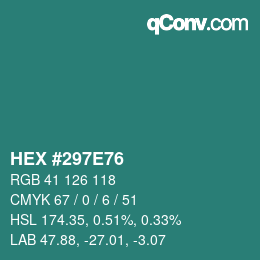 Color code: HEX #297E76 | qconv.com