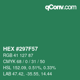 颜色代码: HEX #297F57 | qconv.com