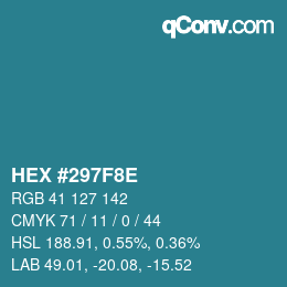 カラーコード: HEX #297F8E | qconv.com
